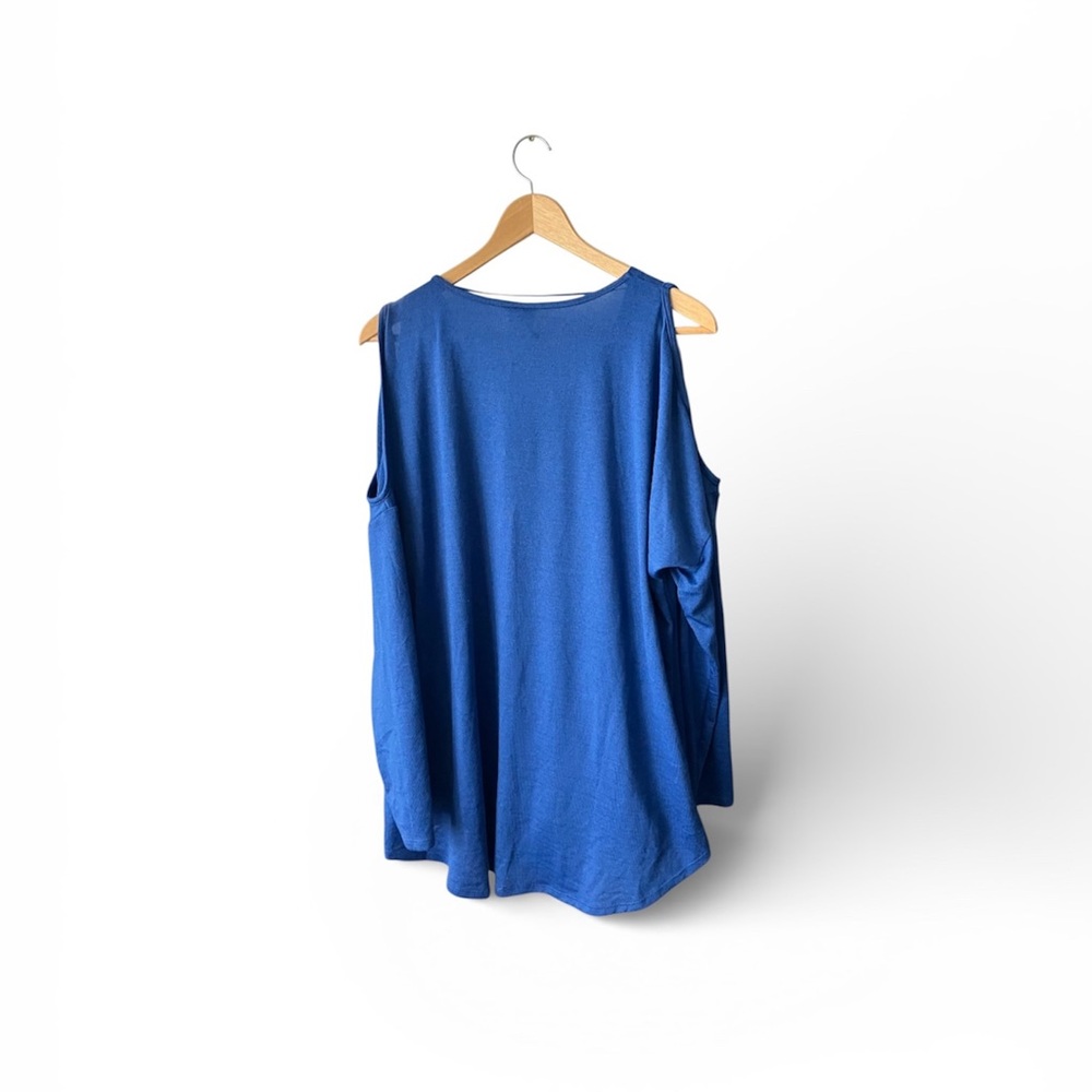 DC Jeans Blue Peekaboo Shoulder Criss Cross V-Neck Shirt Size XL Festival Casual - Picture 2 of 10